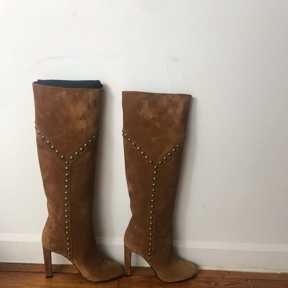 Saint Laurent Knee High Suede Boots - Picture 1 of 7